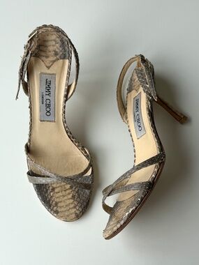 Vintage Jimmy Choo genuine python strappy sandals, IT 36.5